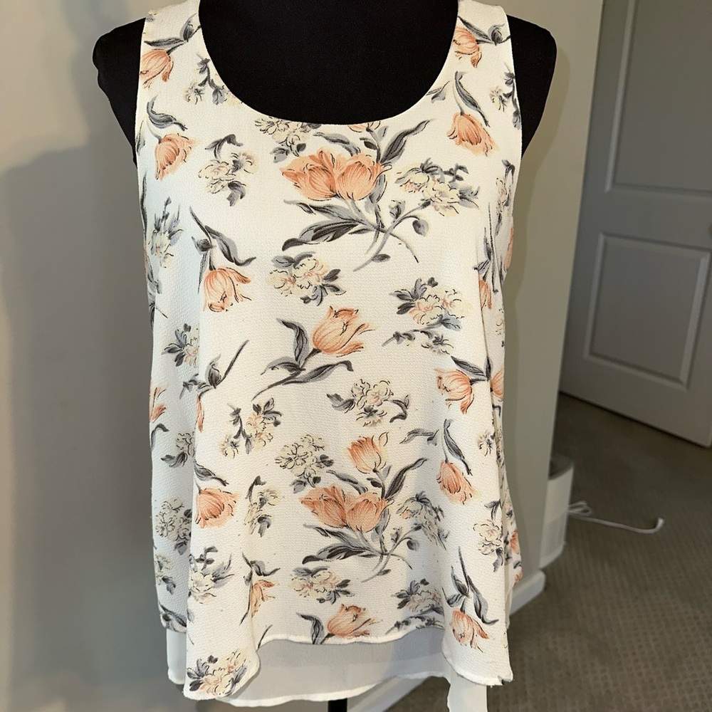 Potter's Pot Asymmetrical White Cream Sleeveless Tank Top